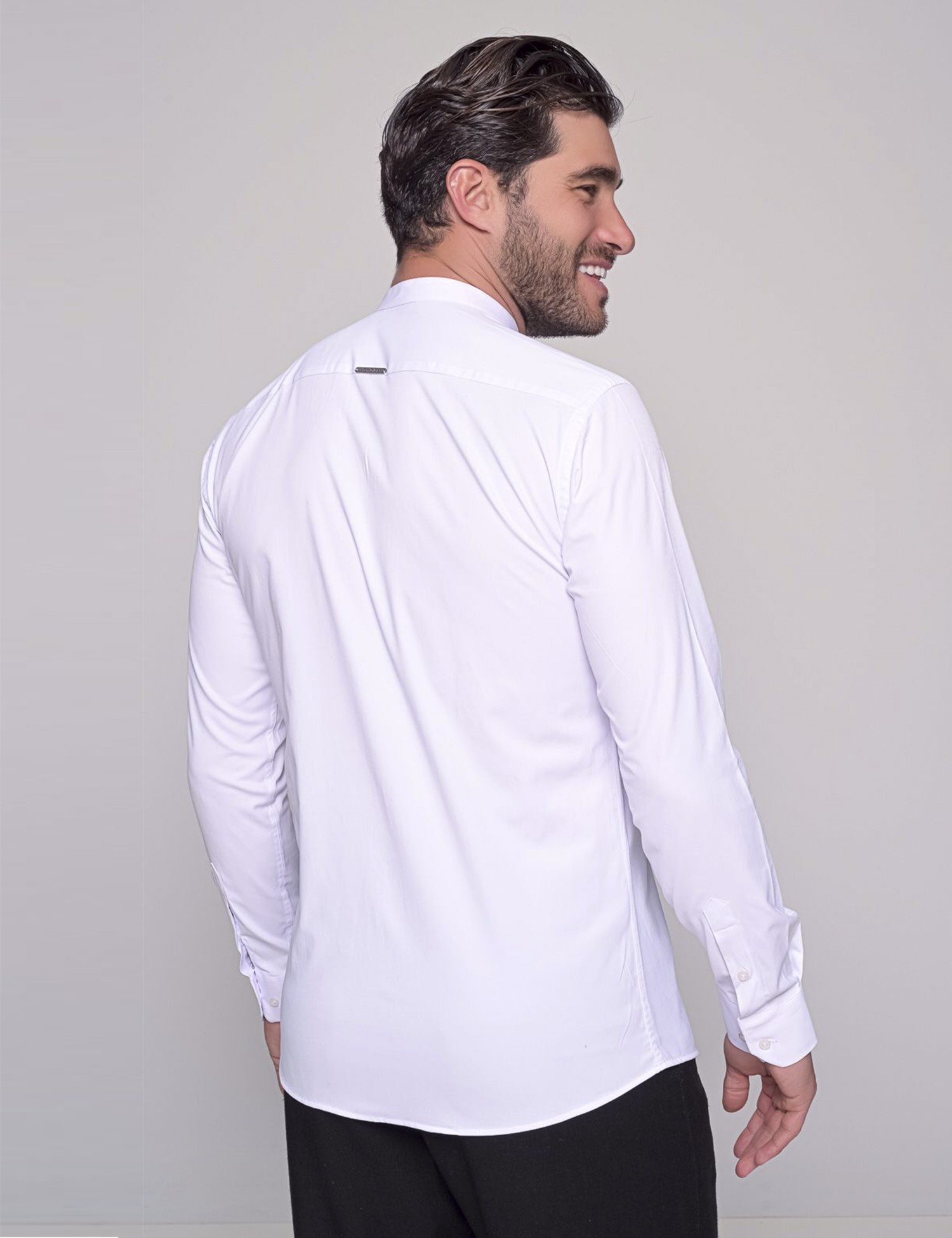 Ben Tailor ανδρικό λευκό πουκάμισο με μάο γιακά 0692W φωτογραφία